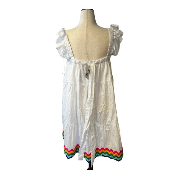 NWT Crown & Ivy White Sleeveless Tiered Swing Dress with Multicolor Hem Size XL - Picture 5 of 9